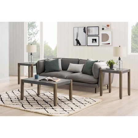 ALATERRE FURNITURE Newport 3-Piece Faux Concrete and Wood 36"L Coffee Table with Two 21" Square End Tables ANNP0111371